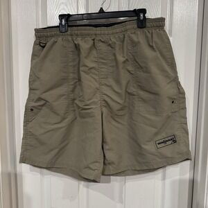Hook‎ & Tackle Swim Trunks Mens 2x Khaki Elastic Waist Fishing Outdoors Lined